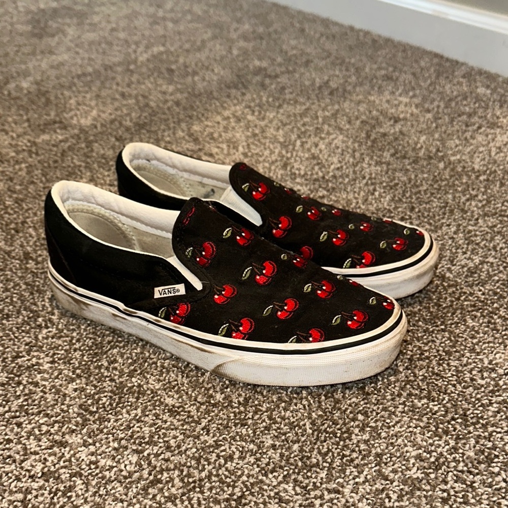 Cherry Embroidery Classic Slip on Vans